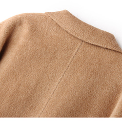 2色　シルク混ウールの上質なハーフコート　ゆったりシルエット【秋冬】キャメル/グレー 13枚目の画像