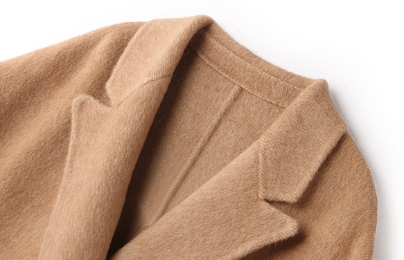 2色　シルク混ウールの上質なハーフコート　ゆったりシルエット【秋冬】キャメル/グレー 10枚目の画像