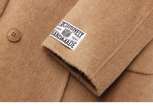 2色　シルク混ウールの上質なハーフコート　ゆったりシルエット【秋冬】キャメル/グレー 14枚目の画像