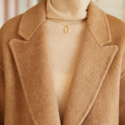 2色　シルク混ウールの上質なハーフコート　ゆったりシルエット【秋冬】キャメル/グレー 4枚目の画像