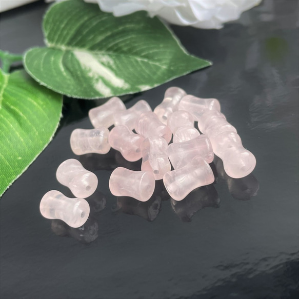 9mm 6個 ローズクォーツ 骨 チューブ型 筒型（鼓型） 天然石変形