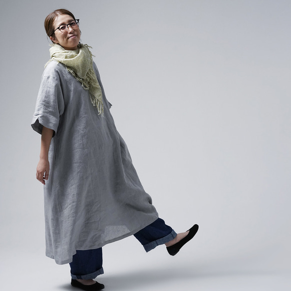 wafu / 入門編】リネンドレス 風が通る ビックT ワンピース / 銀鼠  