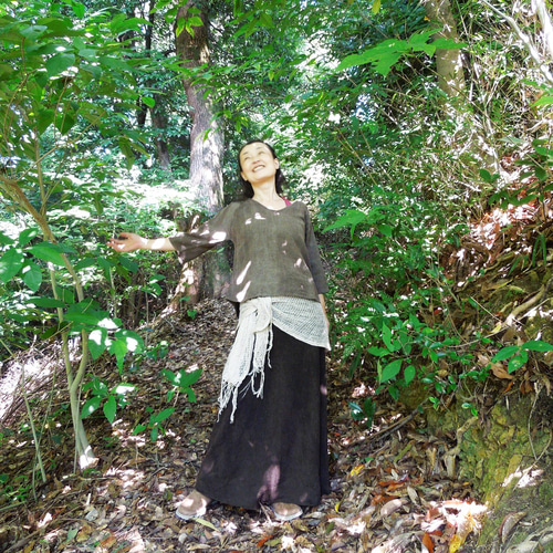 asana 麻100% ラグラン 七分袖 カットソー・草木染め【パヤカ
