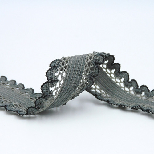 ストレッチ Sideレースリボン（Gray/グレー）23mm×1m リボン