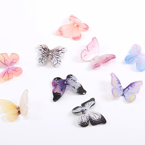 A3979-1 24個 貼付けパーツ 樹脂貼付けパーツ 樹脂カボション 蝶