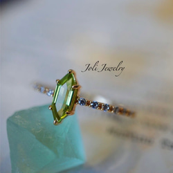 ナチュラルペリドット 六角形 キラキラ 天然 グリーン リング 指輪