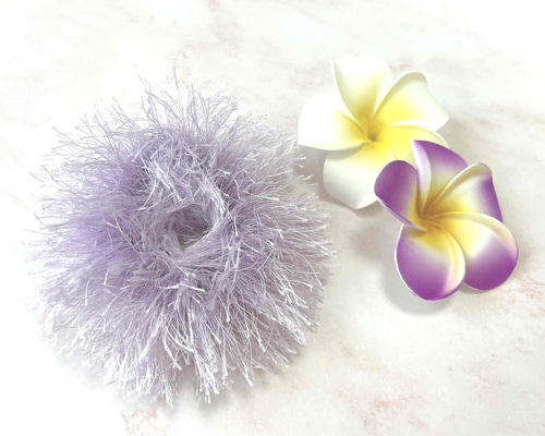 ハワイアンリボンレイ【ヤーン ストローシュシュ 薄紫 完成品