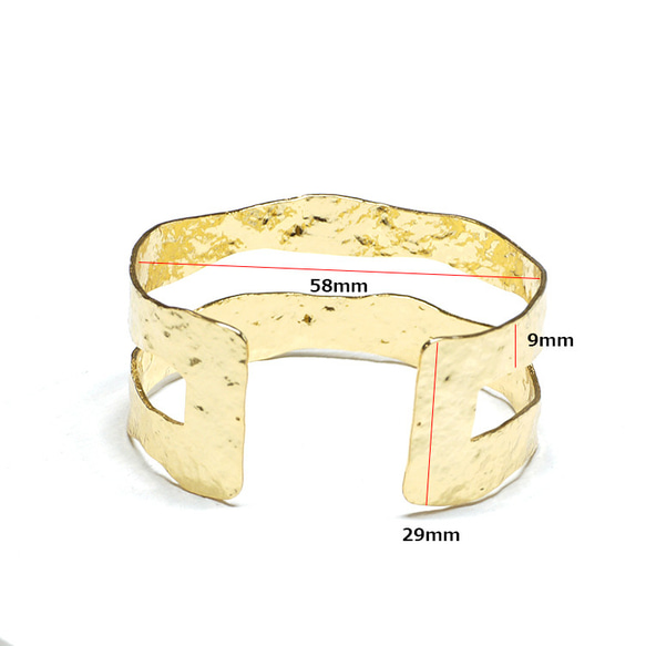 新作【1個】大ぶりの凹凸表面の二連デザインのゴールドバングル NF 4枚目の画像