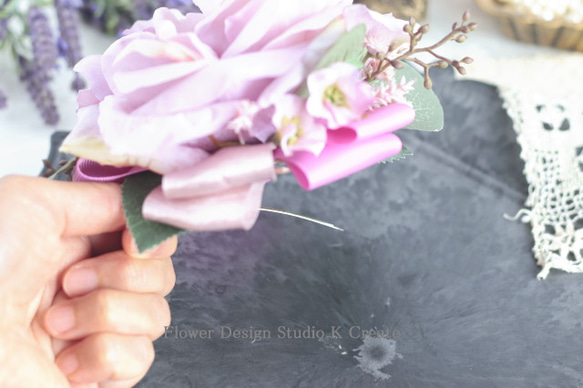 成人式・卒業袴・ダンス・発表会に♡ナチュラルなモーブローズのヘアクリップ　髪飾り　薔薇の髪飾り 10枚目の画像