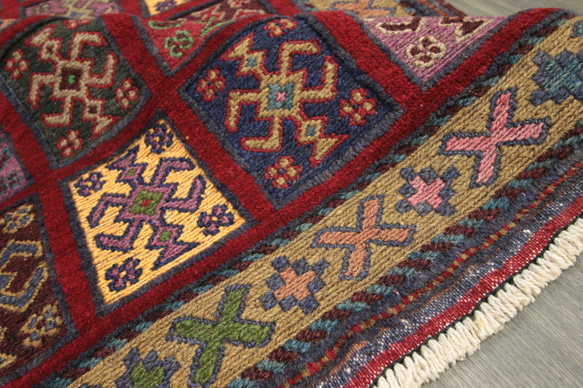 ペルシャ絨毯　シルジャンキリム　オールド手織り絨毯＆キリム　トライバルラグ　ヴィンテージ　94x147cm　＃875 7枚目の画像