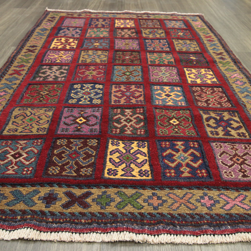 アフガニスタン絨毯 91x117cm トライバルラグ 手織り
