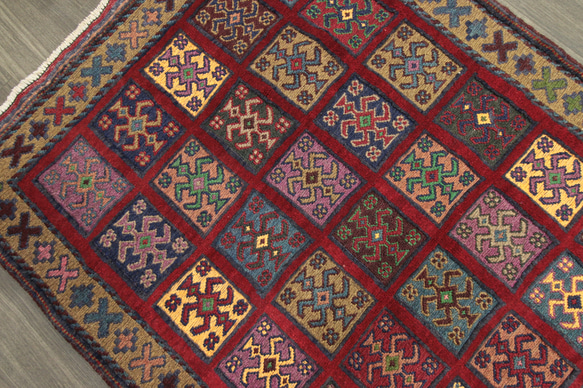 ペルシャ絨毯　シルジャンキリム　オールド手織り絨毯＆キリム　トライバルラグ　ヴィンテージ　94x147cm　＃875 3枚目の画像
