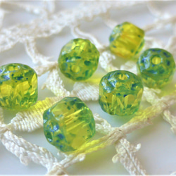 FP 王冠　黄緑　チェコビーズCzech Glass Beads6個 2枚目の画像