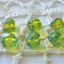 FP 王冠　黄緑　チェコビーズCzech Glass Beads6個 1枚目の画像
