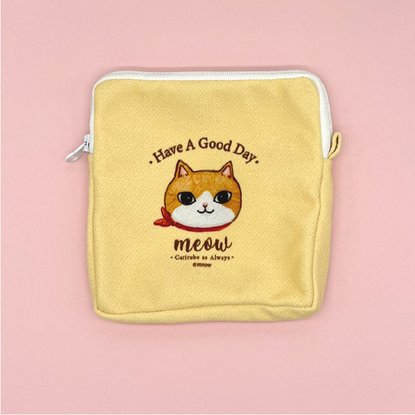 Meom原創貓貓花園插畫方形化妝袋小物包 第2張的照片