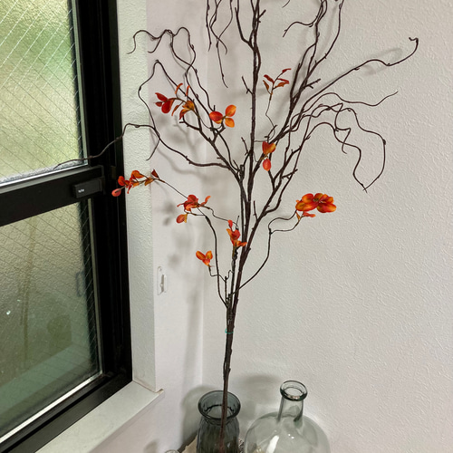中古造花／紅葉大枝100本 Amazon｜東京堂 造花 MAGIQ もみじ枝ミニレッド葉L5~8×L28㎝ 3本