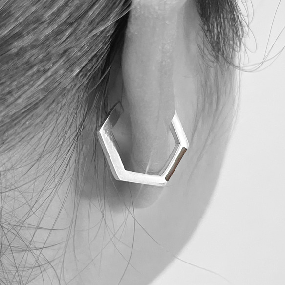 hexagon ear cuff  ebony　ｲﾔｰｶﾌ silver925 6枚目の画像