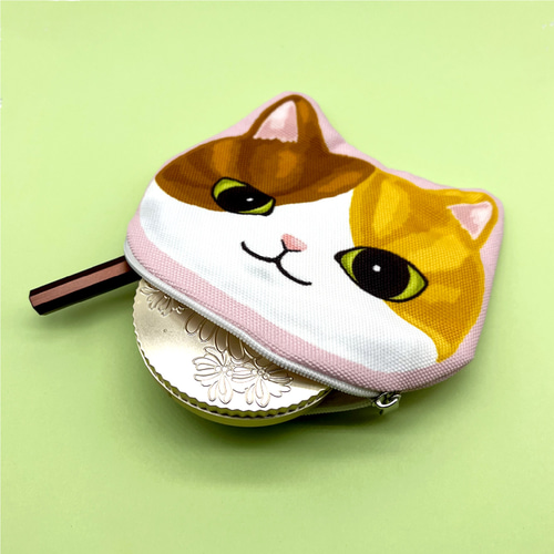 Meom オリジナル 白黒猫 猫頭 化粧ポーチ 小物入れ 小銭入れ