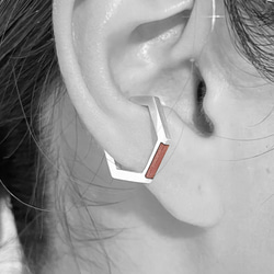 hexagon ear cuff ローズウッド　ｲﾔｰｶﾌ 　silver925 4枚目の画像