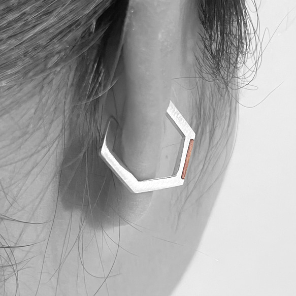 hexagon ear cuff パープルハート　ｲﾔｰｶﾌ silver925 6枚目の画像