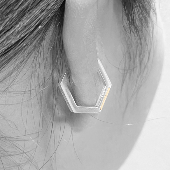 hexagon ear cuff ﾒｲﾌﾟﾙ　ｲﾔｰｶﾌ silver925 6枚目の画像