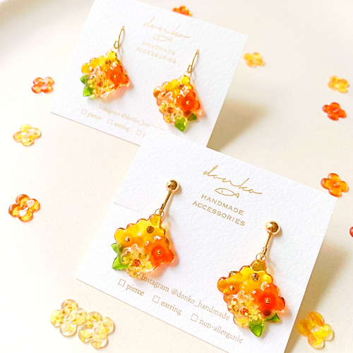 輝く秋色＊金木犀のピアス／イヤリング ピアス（フック・チェーン