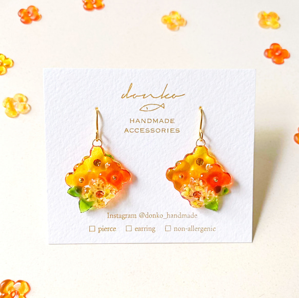 輝く秋色＊金木犀のピアス／イヤリング ピアス（フック・チェーン