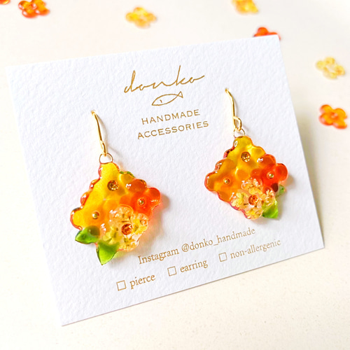 輝く秋色＊金木犀のピアス／イヤリング ピアス（フック・チェーン