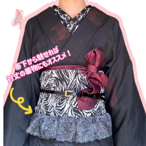 帯飾り 【 カトレア 】ブラック×レッド / 華むしん 和装小物 帯揚げ 帯 