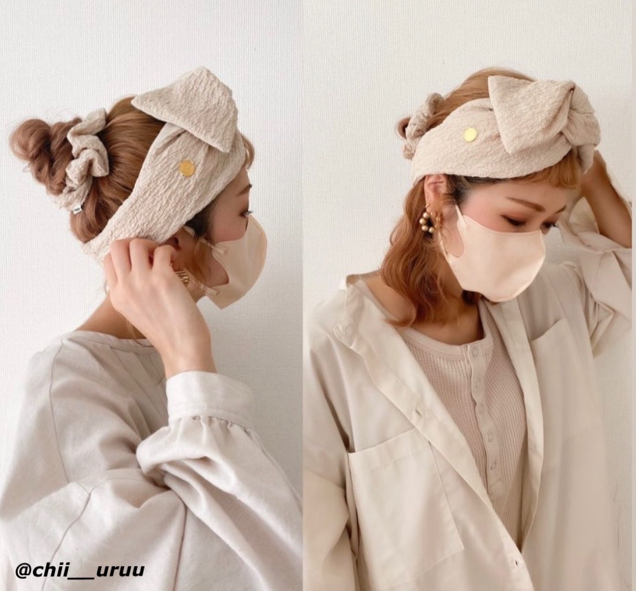 立体ニュアンス・コットンリネン　ベージュ｜ 着せ替えターバン｜QPPA®︎ ヘアターバン　帽子