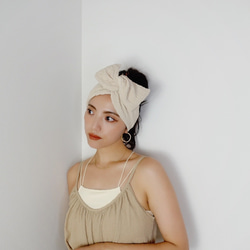 3D Nuance棉麻米色｜換裝頭巾｜QPPA®︎發頭巾帽子 第15張的照片