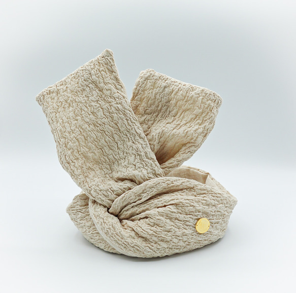3D Nuance棉麻米色｜換裝頭巾｜QPPA®︎發頭巾帽子 第2張的照片