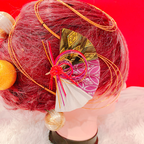 扇子髪飾り☆畳縁☆結婚式☆成人式髪飾り☆卒業式☆お祭り髪飾り  