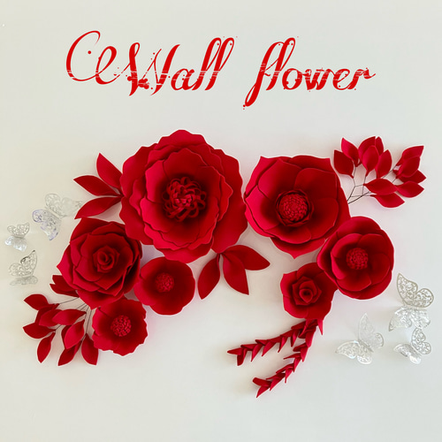 G2お洒落なウォールフラワー7つセット(葉っぱ付き) フェルト製のお花