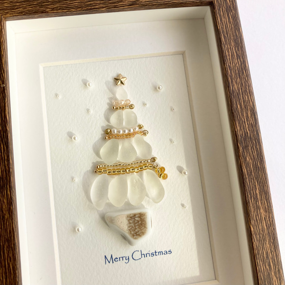 白いクリスマスツリー・シーグラスアート 3枚目の画像