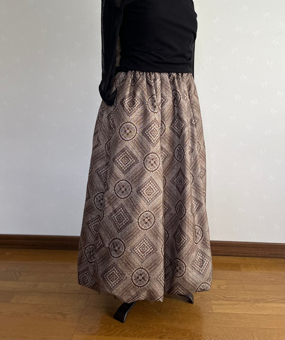 大島紬の大人のバルーンスカート&マフラー 1枚目の画像