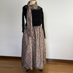 大島紬の大人のバルーンスカート&マフラー 4枚目の画像