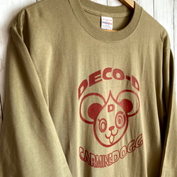 キュートな笑顔 Deco-D(デコディー)ロングスリーブ Tシャツ・ロンT・クールネック・長袖・ライトブラウン 4枚目の画像