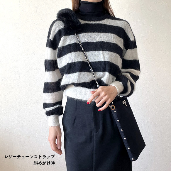 ★大人気★2wayゼブラ柄フェイクファー薄型トート／選べるストラップ＆内布／サコッシュ 18枚目の画像