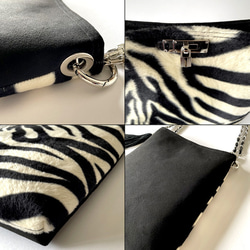 ★大人気★2wayゼブラ柄フェイクファー薄型トート／選べるストラップ＆内布／サコッシュ 8枚目の画像