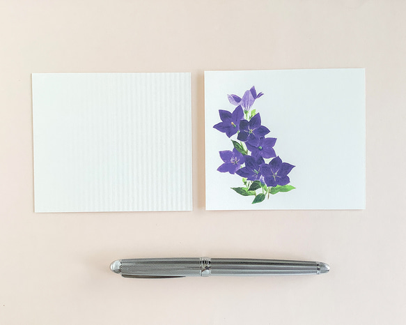 キキョウの二つ折りメッセージカード＆ダイカットミニ封筒　2種 5枚目の画像