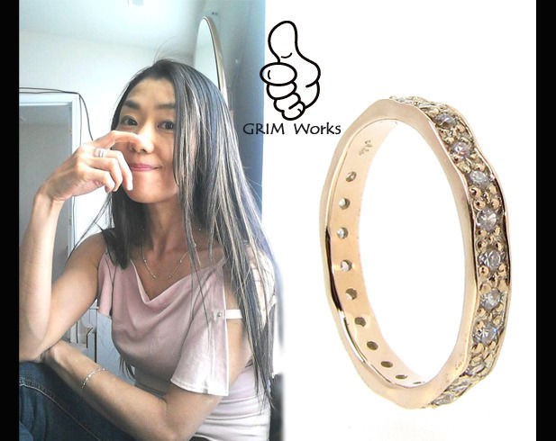 洗練されたシルバーデザインリング エタニティリング 模造ダイヤ キュービック シルバー925 柔らかフォルム サイズあり