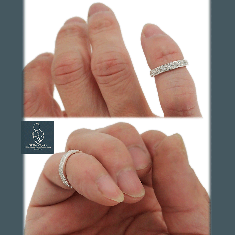 洗練されたシルバーデザインリング エタニティリング 模造ダイヤ キュービック シルバー925 柔らかフォルム サイズあり