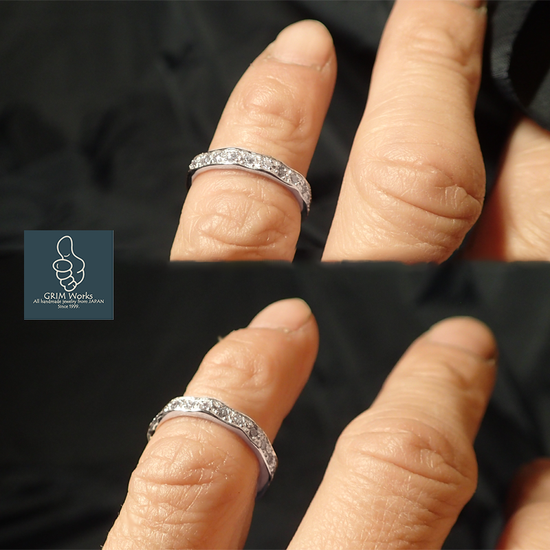 洗練されたシルバーデザインリング エタニティリング 模造ダイヤ キュービック シルバー925 柔らかフォルム サイズあり