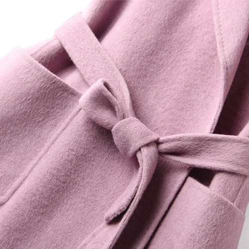 上質なシルク混ウールのロングコート【秋冬】ラベンダーピンク コート