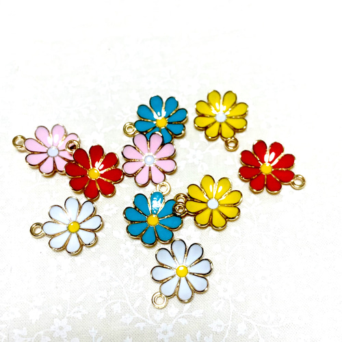 10個セット】フラワー お花 ゴールド枠チャーム チャーム 【激安 