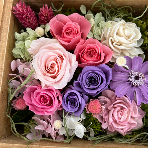 リボン彫刻フレーム 薔薇刺繍額 - 薔薇と天使のアンティーク