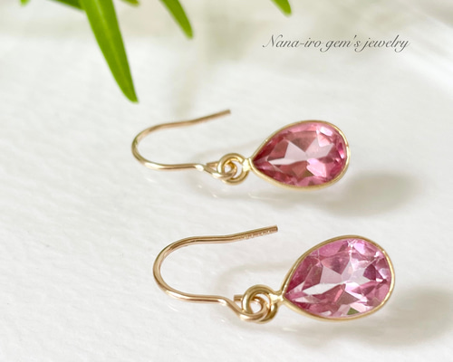 14kgf pinktopaz pierce ピアス（フック・チェーン） Nana-iro