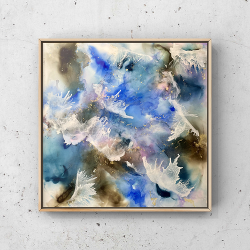 アルコールインクアート 原画 30cm✖️30cm アルコールインクアート 原画 「水と空と」 絵画
