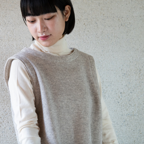 Organiccotton ヤク裏起毛ニット チュニックベスト チュニック